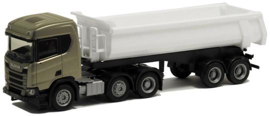 Herpa LKW Scania CR XT ND Rundmulden-SZ silber metallic/weiß 