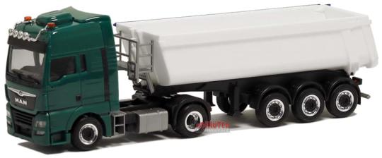 Herpa LKW MAN TG-X XXL Aerop.E6c Schmitz Kippmulden-Sz grün/weiß 