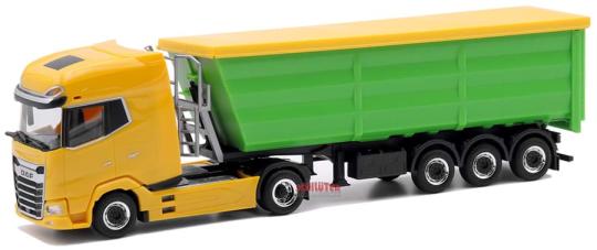 Herpa LKW DAF XG+ Stahlrundmulden-Sz (gelb/gelbgrün) 