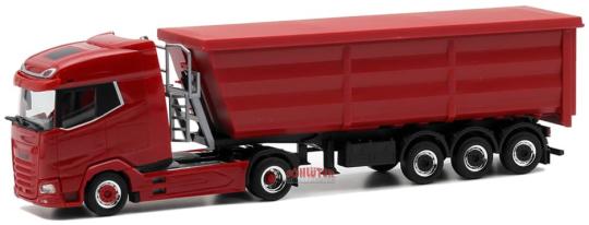 Herpa LKW DAF XG+ Stahlrundmulden-Sz rot 