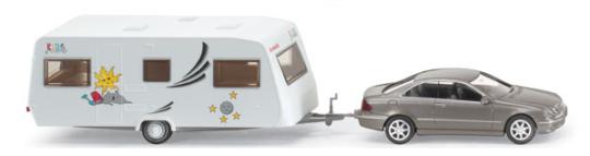 Wiking PKW MB CLK + Wohnwagen Kids Camp 