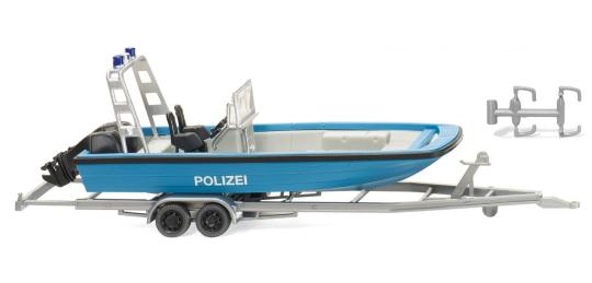 Wiking Anhänger Mehrzweckboot MZB72 (Lehmar) Polizei 009545 