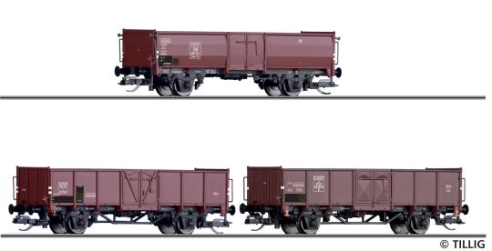 Tillig Güterwagenset DB, SBB, DSB mit Steinkohle, Ep. III  01036 