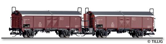 Güterwagenset  DB, bestehend aus zwei Schiebedachwagen Kmmks 51, Ep. IV 01076 