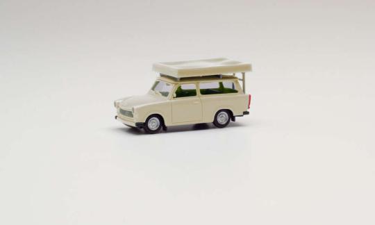 Herpa PKW Trabant 601 S Universal mit Dachzelt perlweiss 