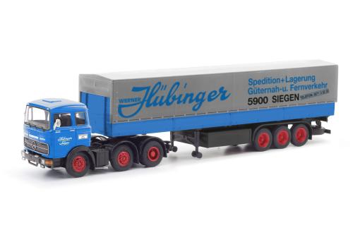 Modellbau Schwarz LKW MB LPS 2032 Planen-SZ Hübinger 