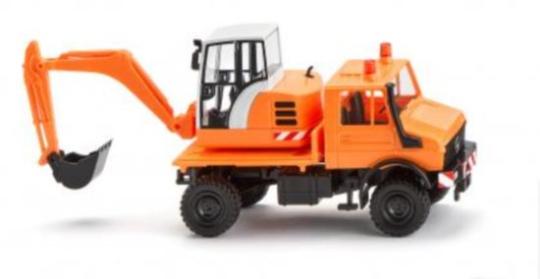 Wiking MB Unimog U1850 mit Bagger kommunalorange 