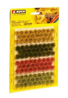 Noch Grasbüschel XL “blühend” rot, gelb, hell- und dunkelgrün, 104 Stück, 9 mm 7 