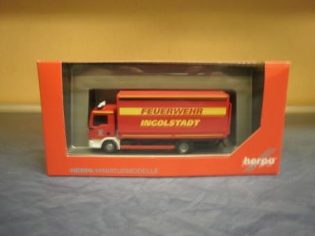 Herpa MAN TG-L Planen-LKW m.Ladebordw Feuerwehr 