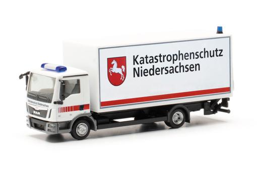 Herpa LKW MAN TG L Koffer-LKW m. Ladebordwd Katastrophenschutz Niedersachsen 097 