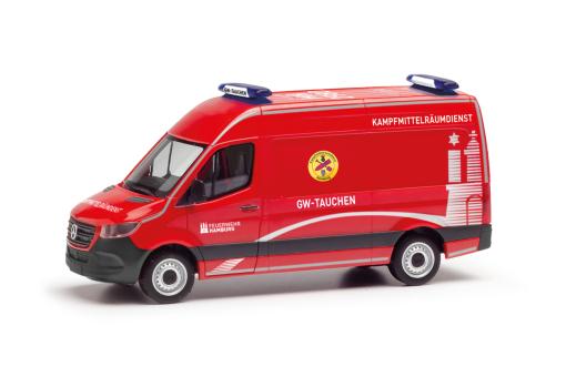 Herpa MB Sprinter \'18 Halbbus Feuerwehr Hamburg/Rettungstaucher 098519 