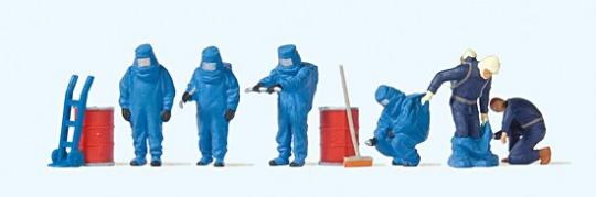 Preiser Feuerwehrmänner.Blauer Vollschutzanzug 