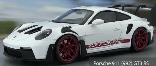 Minichamps 1:18 Porsche 911 (992) GT3 RS year 2022 white/red rims 