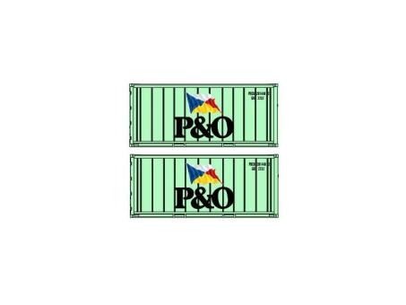 Pirata 2x 20' Kühl-Container Frigo P&O, verde, scritta nera 