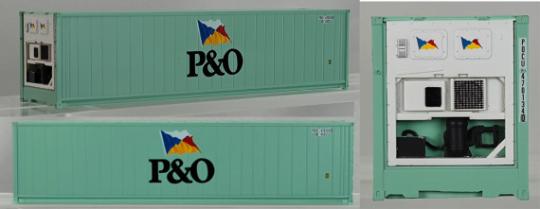 Pirata 2x 40' Hi-Cube Kühl-Container P&O, aqua green 