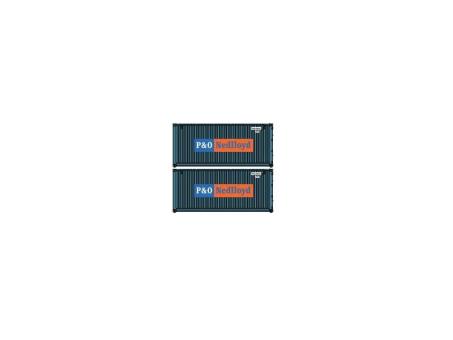 Pirata 2x 20\' Container P&O Nedlloyd, verde scuro, retaangoli blu/arancio 
