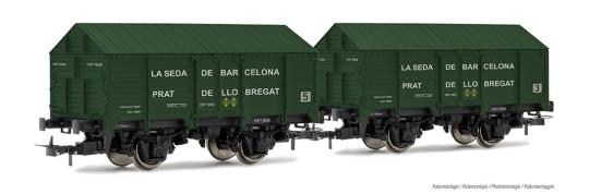 Electrotren 2-tlg. Set gedeckte Güterwagen, R.N. La seda de Barcelona Ep. II E19 