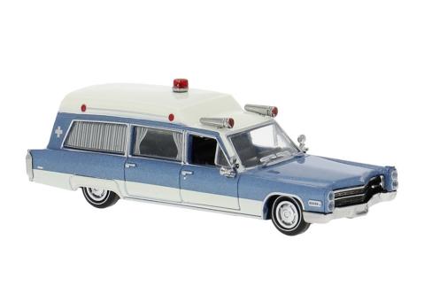Brekina Cadillac Meteor Ambulance 1966, blau/weiß 