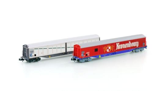 Hobbytrain N 2er Set Schiebewandwagen Habis SNCF/Kronenbourg, Ep.V-VI 23442 