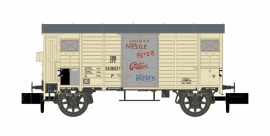 Hobbytrain N gedeckter Güterwagen  K2 SBB creme \"NESTLE\" Ep.II/III 