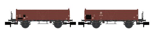 Hobbytrain N 2er Set offene Güterwagen L6 SBB, Ep.III, Holz-Ausführung 24351 