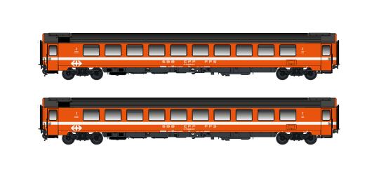 Hobbytrain 2er Set Personenwagen Bpm, 2.Kl. (UIC Z1) SBB, Ep 