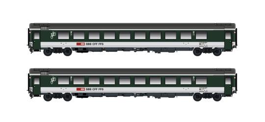 Hobbytrain 2er Set Personenwagen Bpm, 2.Kl. (UIC Z1) SBB, Ep 