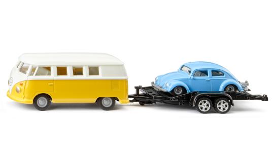 Siku VW T1 mit Anhänger und VW Käfer 