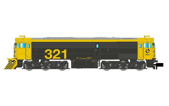 Arnold Diesellokomotive 321-025, mit Schneepflug, gelb-graue Farbgeb RENFE , Ep. 