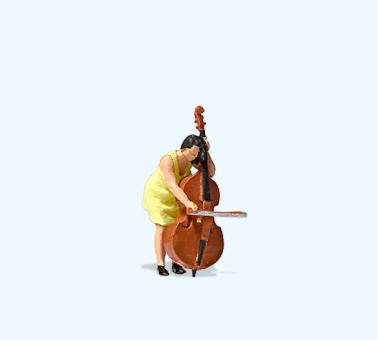 Preiser Musikantin mit Kontrabass 28273 