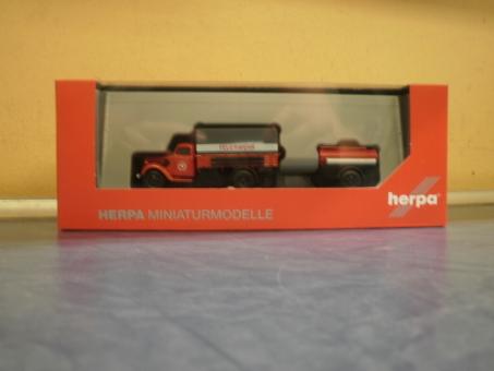 Herpa Ford  V 3000 Planen-LKW mit Tankanhänger Feuerwehr 