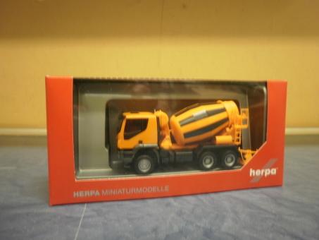 Herpa LKW Iveco Trakker 6x6 Betonmischer-LKW orange 