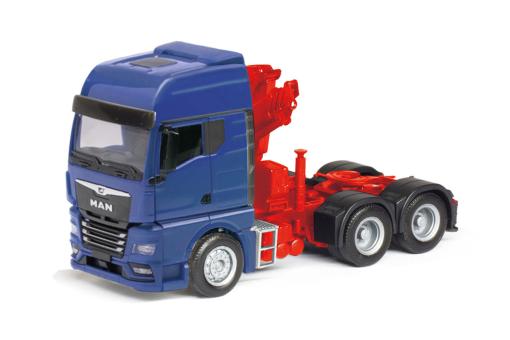 Herpa LKW MAN TG-X GX/Aerop. SZM.m.Ladekran blau 