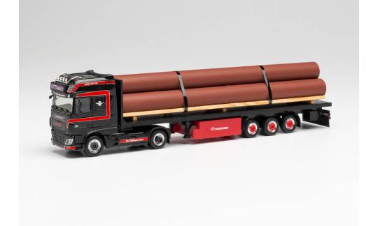 Herpa LKW DAF 106 XF Aerop. SSC Flachbett-SZ Nottelmann mit Ladung 313773 