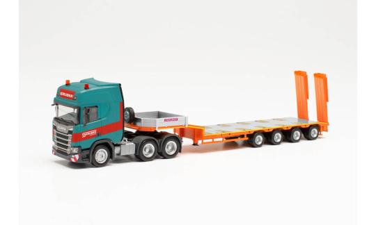 Herpa LKW Scania CR 20 HD Aerop Semitieflade-Sz Gruber 