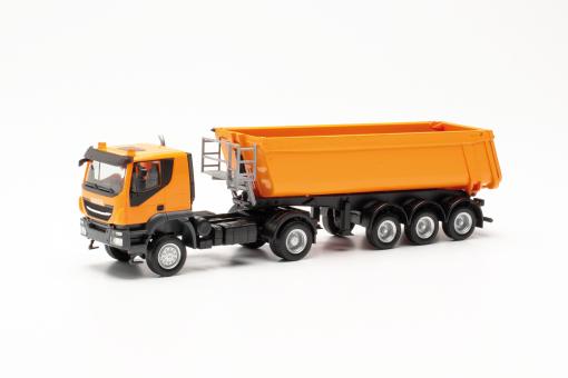 Herpa LKW Iveco Trakker 4x4 Schmitz Kipp-SZ kommunalorange 3 