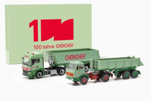 Herpa 2er Set MAN TG-S TM Rundmulden-SZ+MB NG Baukipper Geiger 100 Jahre  316699 