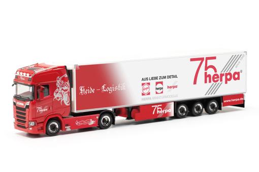 Herpa LKW Scania CS 20 HD/Aerop Kühl-KSZ Heide Logistik 75 J 