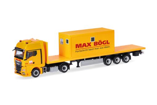 Herpa LKW MAN TG-X GX Flachbett-Sz Max Bögl Bürocontainer 318556 