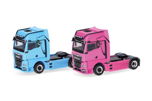 Herpa LKW Set WOMAN & MAN eTGX GX Zgm hellblau und pink 
