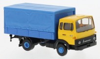 Brekina LKW Magirus 4er-Club Pritsche gelb/blau Getränkeaufb 