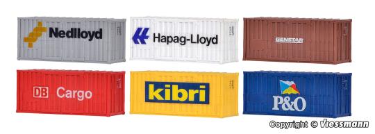 Kibri N 20-Fuß High Cube Container, 6 Stück 