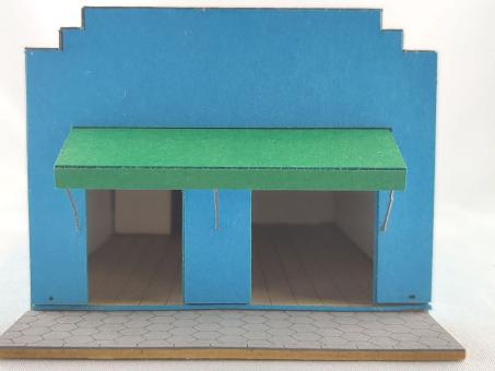 VK Modelle kleines brasilianisches Ladenlokal, blau, Lasercu 