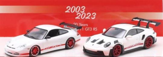 Minichamps 1:43 2-Car Set 20 Years Porsche 911 GT3 RS: 996 (2003) & 992 (2023) 