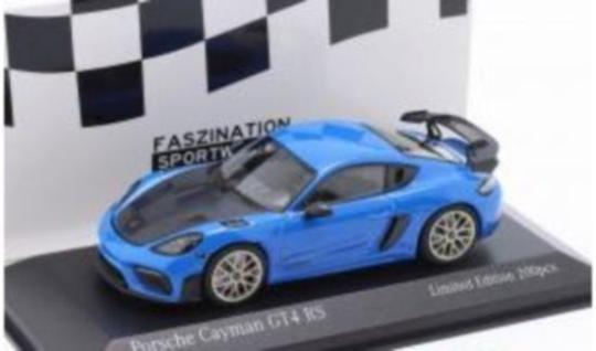 Minichamps 1:43 Porsche 718 (982) Cayman GT4 RS with Weissach Package blue/black 