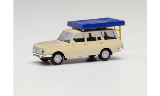 Herpa PKW Wartburg 353 '66 Tourist Dachzelt creme 