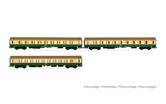 Rivarossi 3-tlg. Set OSShD Typ B Reisezugwagen,DR beige/grüner Lackierung, Ep. I 