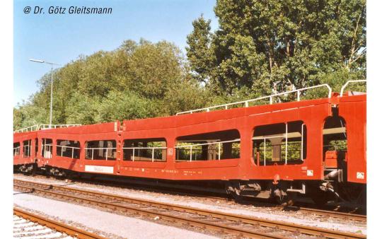 Arnold Autozug, 2er Set Autotransportwagen DDm, rot, DB, Ep. VI   4354_HN 