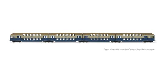 Rivarossi 4-tlg. Doppelstockzug Dt.Reichsbahn blau/hellgrau, Ep. IV HR4371 