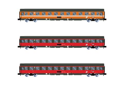 Arnold 3-tlg. Set ÖBB 2. Klasse Reisezugwagen, Ep. IV-V, EuroCity Mozart HN4391 